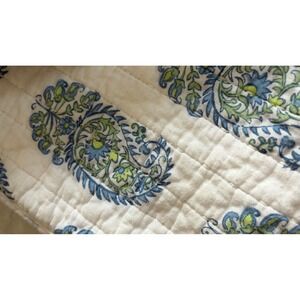 Lillian August Pillow Shams Quilted Paisley Blue Green Zippered King 19x36"